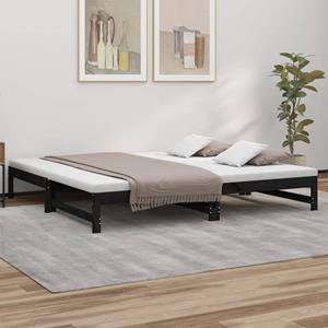 VidaXL Slaapbank uitschuifbaar massief grenenhout zwart 2x(100x200) cm