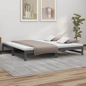 VidaXL Slaapbank uitschuifbaar massief grenenhout grijs 2x(90x200) cm