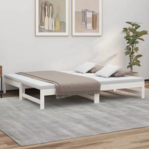 VidaXL Slaapbank uitschuifbaar massief grenenhout wit 2x(90x190) cm