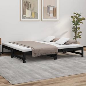 VidaXL Slaapbank uitschuifbaar massief grenenhout zwart 2x(90x190) cm