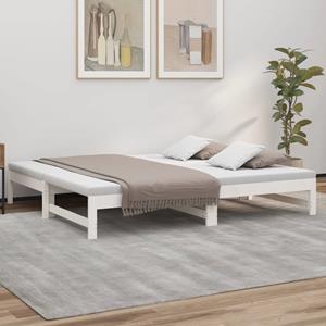 VidaXL Slaapbank uitschuifbaar massief grenenhout wit 2x(75x190) cm