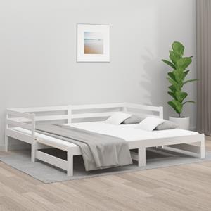 VidaXL Slaapbank met onderschuifbed 90x190 cm massief grenenhout wit