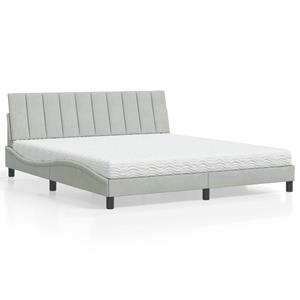 vidaxl Bed met matras fluweel lichtgrijs 180x200 cm