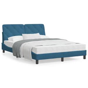 VidaXL Bed met matras fluweel blauw 140x190 cm