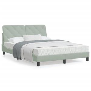 VidaXL Bed met matras fluweel lichtgrijs 140x200 cm