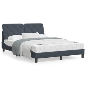 VidaXL Bed met matras fluweel donkergrijs 140x200 cm
