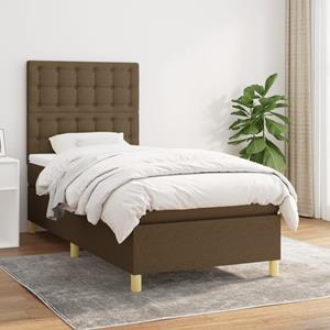 VidaXL Boxspring met matras stof donkerbruin 80x200 cm