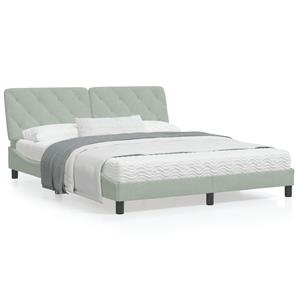 VidaXL Bed met matras fluweel lichtgrijs 160x200 cm