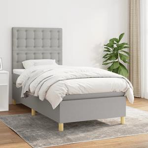 VidaXL Boxspring met matras stof lichtgrijs 90x200 cm