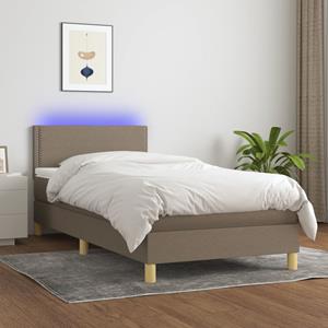 VidaXL Boxspring met matras en LED stof taupe 80x200 cm
