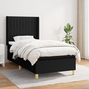 VidaXL Boxspring met matras stof zwart 80x200 cm