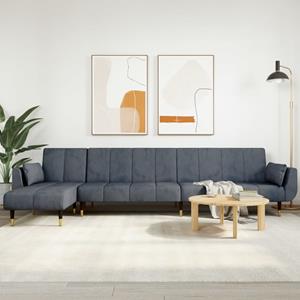 VidaXL Slaapbank L-vormig 275x140x70 cm fluweel donkergrijs