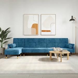 VidaXL Slaapbank L-vormig 271x140x70 cm fluweel blauw