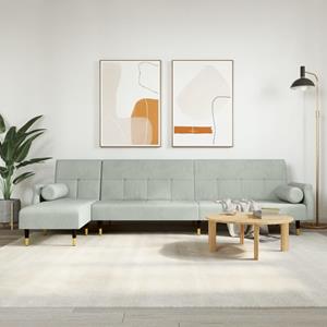 VidaXL Slaapbank L-vormig 271x140x70 cm fluweel lichtgrijs