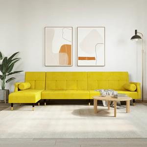 VidaXL Slaapbank L-vormig 271x140x70 cm fluweel geel