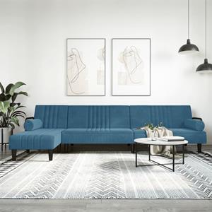 VidaXL Slaapbank L-vormig 260x140x70 cm fluweel blauw