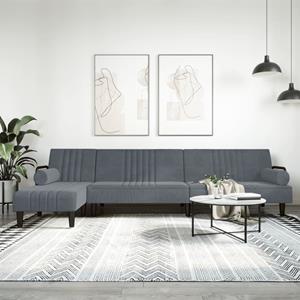 VidaXL Slaapbank L-vormig 260x140x70 cm fluweel donkergrijs