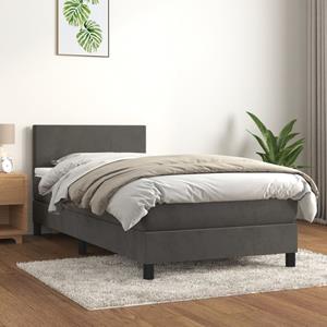 VidaXL Boxspring met matras fluweel donkergrijs 90x190 cm