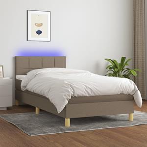 VidaXL Boxspring met matras en LED stof taupe 80x200 cm