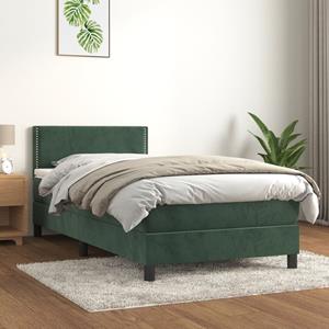 VidaXL Boxspring met matras fluweel donkergroen 90x200 cm