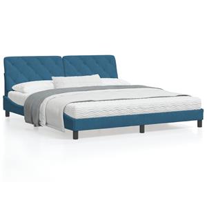 VidaXL Bed met matras fluweel blauw 180x200 cm