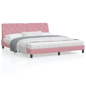 VidaXL Bed met matras fluweel roze 180x200 cm