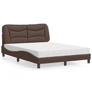 VidaXL Bed met matras kunstleer bruin 120x200 cm
