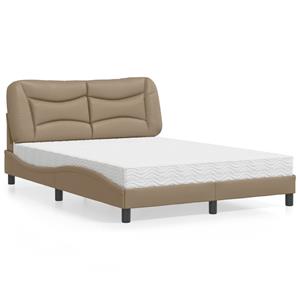 VidaXL Bed met matras kunstleer cappuccinokleurig 120x200 cm
