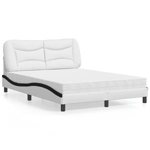 VidaXL Bed met matras kunstleer zwart en wit 120x200 cm