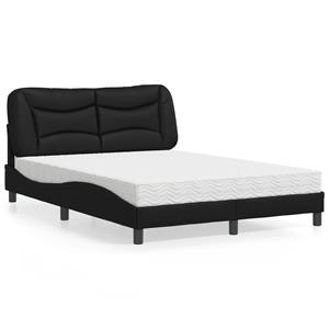 VidaXL Bed met matras kunstleer zwart 140x190 cm