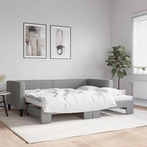 VidaXL Slaapbank met onderschuifbed 90x200 cm stof lichtgrijs