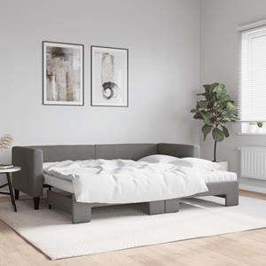 VidaXL Slaapbank onderschuifbed matrassen 80x200 cm stof donkergrijs