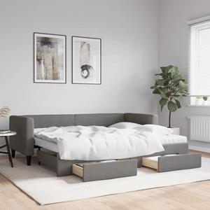 VidaXL Slaapbank onderschuifbed en lades 80x200 cm stof donkergrijs