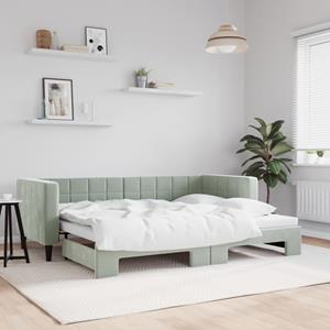 VidaXL Slaapbank met onderschuifbed 80x200 cm fluweel lichtgrijs