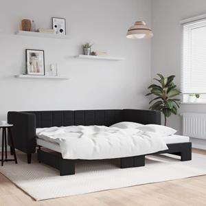 vidaXL Slaapbank met onderschuifbed 90x190 cm fluweel zwart