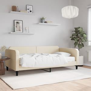 VidaXL Slaapbank met matras 80x200 cm stof crèmekleurig