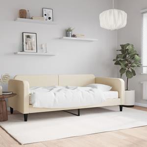 VidaXL Slaapbank met matras 90x200 cm stof crèmekleurig