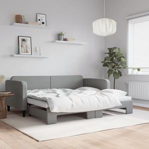 VidaXL Slaapbank met onderschuifbed 90x200 cm stof lichtgrijs