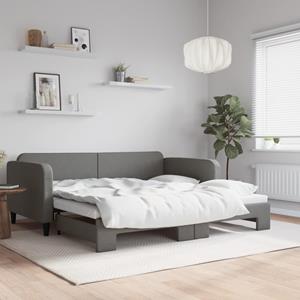 VidaXL Slaapbank met onderschuifbed 100x200 cm stof donkergrijs