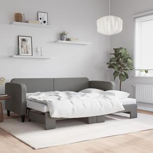 VidaXL Slaapbank onderschuifbed matrassen 80x200 cm stof donkergrijs