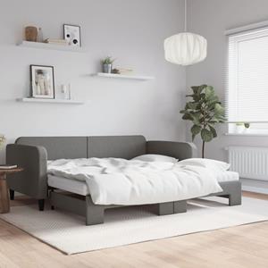 VidaXL Slaapbank onderschuifbed matrassen 100x200 cm stof donkergroen