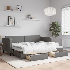 VidaXL Slaapbank onderschuifbed en lades 80x200 cm stof donkergrijs