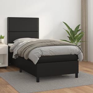 VidaXL Boxspring met matras kunstleer zwart 90x190 cm