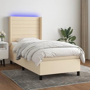 VidaXL Boxspring met matras en LED stof crèmekleurig 80x200 cm