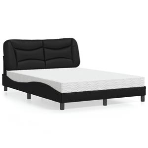 VidaXL Bed met matras kunstleer zwart 140x200 cm