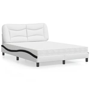 VidaXL Bed met matras kunstleer wit en zwart 140x200 cm