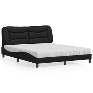 VidaXL Bed met matras kunstleer zwart 160x200 cm