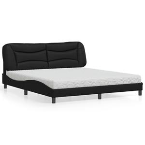 VidaXL Bed met matras kunstleer zwart 180x200 cm