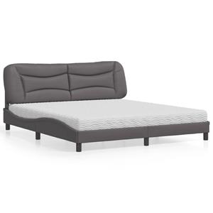VidaXL Bed met matras kunstleer grijs 180x200 cm