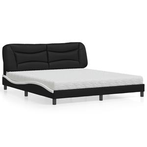 VidaXL Bed met matras kunstleer zwart en wit 180x200 cm